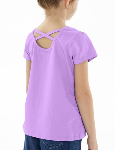 Image of Noomelfish Girls Criss Cross Back T-Shirts Short Puff Sleeve Tee Tops (5-12 Years)