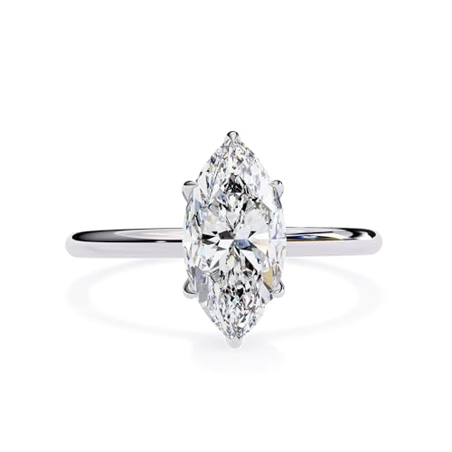 Solitaire Wedding Engagement Ring for Women | Center 12x6mm Marquise Cut Lab Created Moissanite Stackable Band Promise Rings in 10K / 14K Solid Gold or 925 Sterling Silver Jewelry Gift for Her2