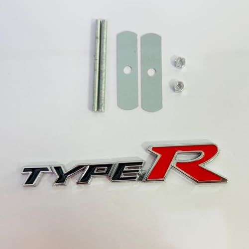 Image of Emblems for Car & Bike Metal Lo.go and Grill Me.tal Lo.go, Auto Accessories for Car Emblem 3D Badge Auto Racing Sport Sticker Grand Tourer Decal. (Black RED Type R Metal Grill Logo)