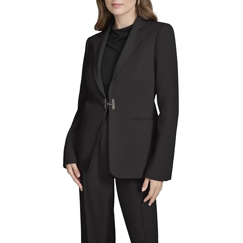 H HALSTON Women's Halston H Closure Woven Office Workwear Blazer