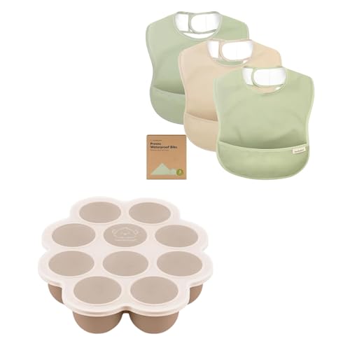 KeaBabies 3-Pack Waterproof Baby Bibs for Eating and Silicone Food Freezer Tray with Clip-on Lid - Lightweight Drool and Food Catcher, Food Silicone Freezer Molds for Kids image 5