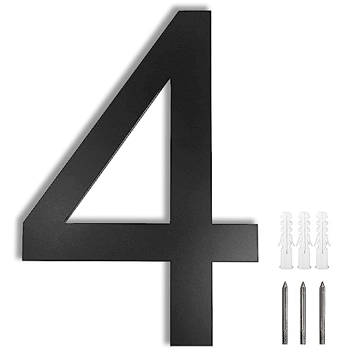 Meision House Number Anthracite Stainless Steel House Number RAL 7016 Fine Structure Powder Coated Solid Arial Font with Screws Height 20 cm