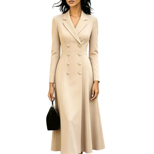 Robe ceremonie femme chic taille haute style robe tailleur manches longues