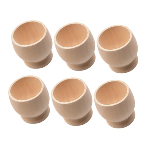 Cabilock 6pcs Imitation Egg Wooden Tray Eggs Wooden Egg Tray Egg Holder Wooden Egg Holder Wooden Egg Stand Table Decor Table Centerpieces Wood Egg Cup