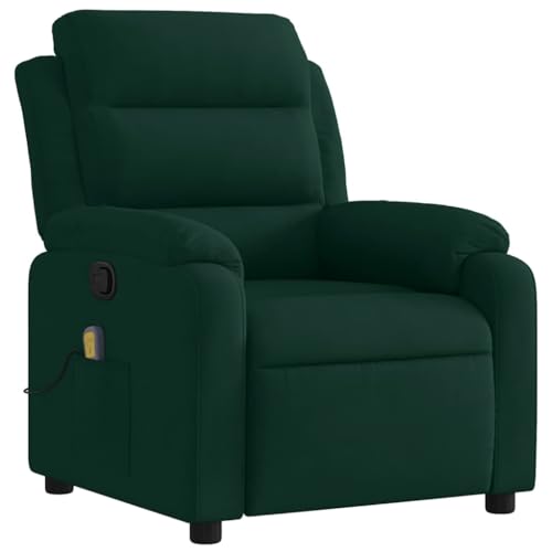 Sillón reclinable masaje terciopelo verde oscuro miniatura 4