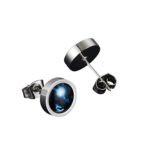 Boucles d'Oreilles Homme Femme Acier Inoxydable, Clous d'Oreilless Lumineux Constellation Verseau 1 Paire Fantaisie