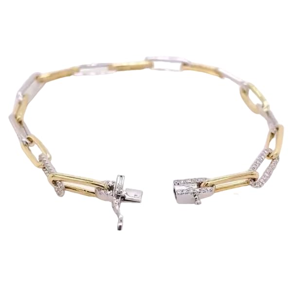 Ashu jewellers || Gorgeous 14K Two Tone Gold Plated Diamond Lab Created 3.50Ct Round Cut Paperclip Bracelet For Women's Silver For Your Love 7