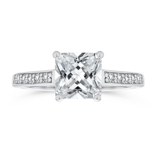 Solitaire argent femme oxyde de zirconium carré style joaillerie