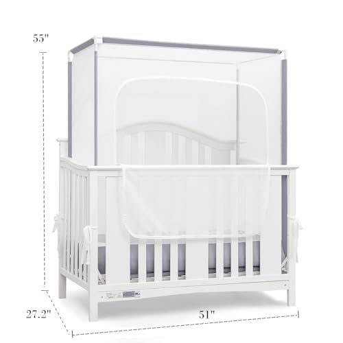 Image of 2025 Upgrade Crib Tent to Keep Baby from Climbing Out, Crib Net to Keep Baby in, See Through Crib Cover for Safety, Mosquito Net for Crib with Strong Mesh and Durable Zipper, Easy to Install (Gray)