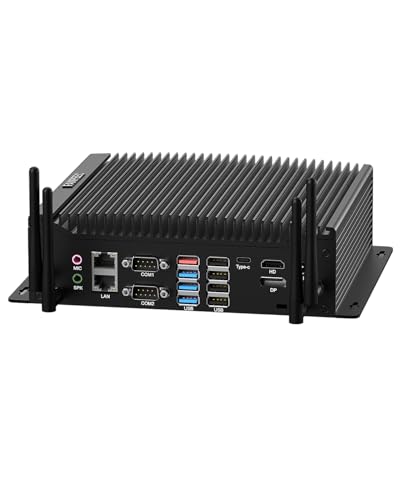 FANPEEC PC Industrial Core i7-10610U, PC Sin Ventilador Win 11 Pro, 8GB RAM DDR4 256GB SSD, Mini Computadora Doble LAN, 6X RS232 COM, 4xUSB 3.0, 4xUSB 2.0, WiFi 5, BT 4.2, Encendido Automático