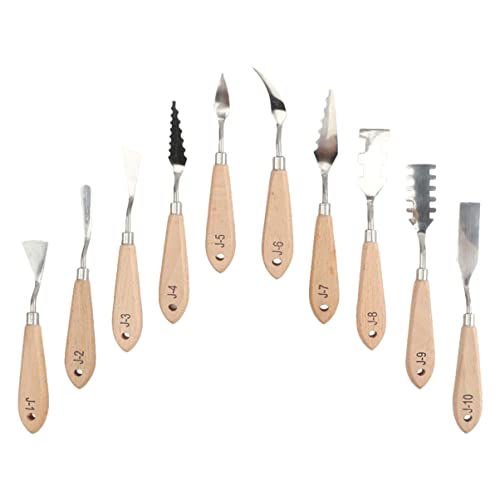 Veemoon Stainless Steel Art Knife Set 10pcs Oil Painting Spatulas Scapers for Mixing Painting