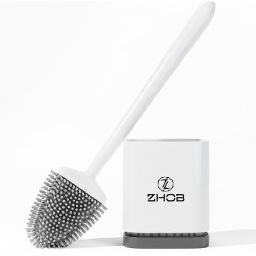 Toilet Brush And Holder Set Silicone Toilet Cleaning Brush Freestanding Toilet Brush Bathroom Accessories Home Essentials Toilet Brush Cleaner (Large)
