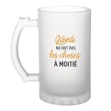 Verre à bière conçu pour un usage alimentaire et domestique. Pour préserver la qualité du verre et de l’impression, le lavage à la main est recommandé.