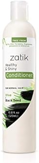 Zatik Naturals - Healthy & Shiny Shampoo + Conditioner set, with Olive and Black Seed, Voluminizing and Safe for Color Treated Hair - one of each 10.80 fl oz.