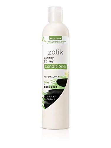 Zatik Naturals - Healthy & Shiny Shampoo + Conditioner set, with Olive and Black Seed, Voluminizing and Safe for Color Treated Hair - one of each 10.80 fl oz.