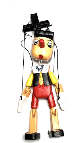 HC enterprise Pinocchio aus Holz mit Schnur, 25 cm, handgefertigt in Indonesien