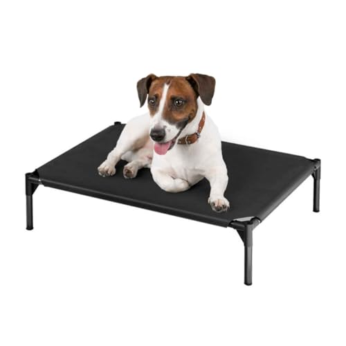 Cama Pet Elevada Montável Para Cachorro Pequeno E Médio Porte Portátil com Estrutura Reforçada (PRETA)
