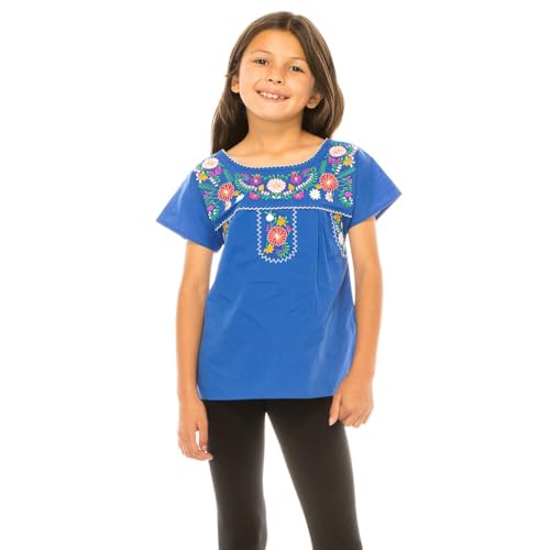 Image of unik Girls Cotton Embroidered Floral Blouse for Birthdays, Cultural Events, Cinco De Mayo