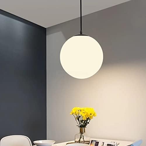 Image of Milky White Glass Globe Hanging Light for Ceiling, 6 Inch Modern Round Ball Pendant Chandelier Lamp for,(Bulb not Included) Pack of 2