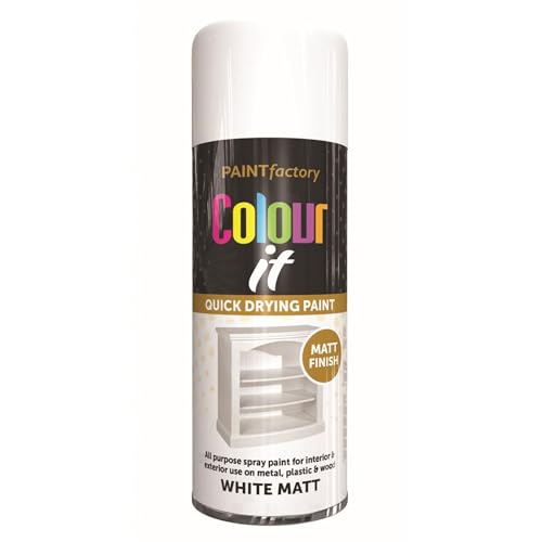 Eliz Rapide Paint Factory Colour It White Matt Spray Paint 400ml - Use on Metal Wood Plastic for Interior Exterior and Excellent Coverage