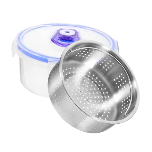 NAMOARLY 1Juego Escurridor Inoxidable y Caja de Almacenamiento para Refrigerador Práctico y Funcional para Cocina para Organizar