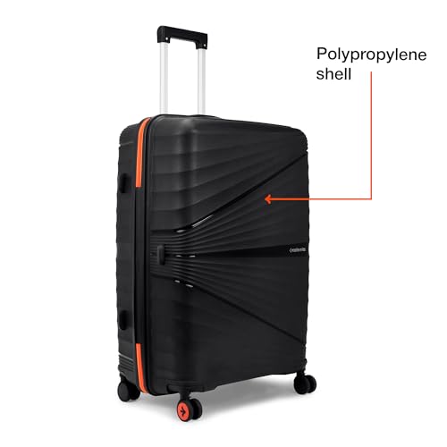 Image of Nasher Miles Golden Gate Hard-Sided Polypropylene Luggage Set of 2 | 65cm & 75cm | 8 Wheels Medium & Large Trolley Bag for Travel | Suitcase (Black & Orange)