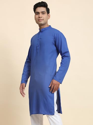 Image of Amazon Brand - Anarva Men's Cotton Solid Dress Long Kurta Regular Fit Casual