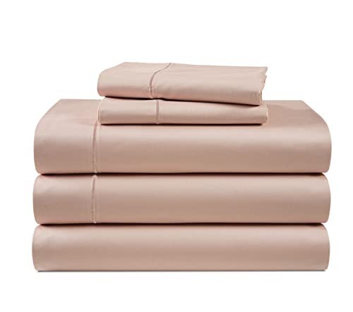 Image of LANE LINEN Split King Deep Pocket Sheets Sateen Weave - Sepia Rose | Split King Cooling Sheets Sets For Adjustable Bed - 5-Piece Set, For Guests And Everyday Use, Guest-Ready Comfort