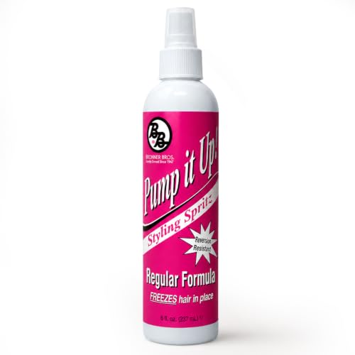 Bronner Bros Pump It Up! Styling Spritz Regular Fast-Drying Hair Spray with Silk Amino Acids & Vitamin B5 to Enrich & Protect - No Build-Up Hairspray for Shaping & Finishing All Hairstyles 8 fl oz