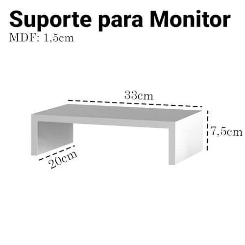 Suporte Mesa Para Monitores Organização Tela Computador MDF Branco