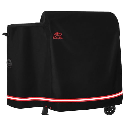 Turtle Life Pellet Grill Cover Heavy Duty All Weather Protection Wood Pellet Smoker Barbecue Cover for Pit Boss Rancher 700D Black 52 Wx27Dx39H