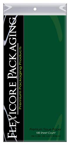 Flexicore Packaging Emerald Green Gift Wrap Tissue Paper Size: 15 Inch X 20 Inch | Count: 100 Sheets | Color: Emerald Green