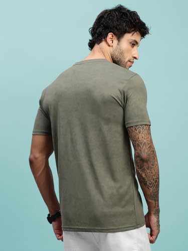 Image of Lux Nitro Men's Cloud Burst Printed Half Sleeve T-Shirt | Cotton Blend Round Neck Tee | Regular Fit Casual Wear