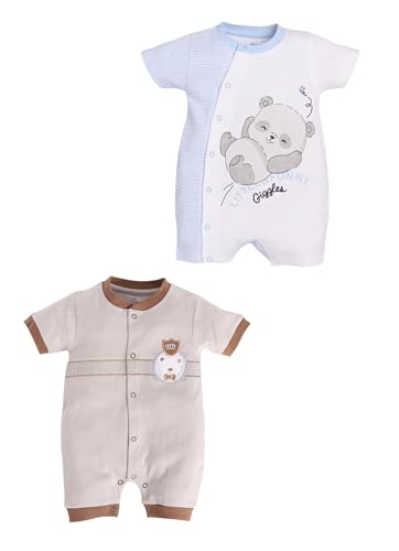 Image of BabyGo Baby Half Sleeve Rompers 100% Cotton Rompers for New Born Baby Boys|Daily Suits for Baby Boys & Girls| 0X3M|GREY-SKY|Onesies| Infant Clothes | Pack of 2