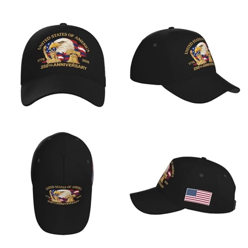Image of USA-250th-Black Baseball Cap Trucker Cap Adjustable Sportswear Hat for Men Women Adults