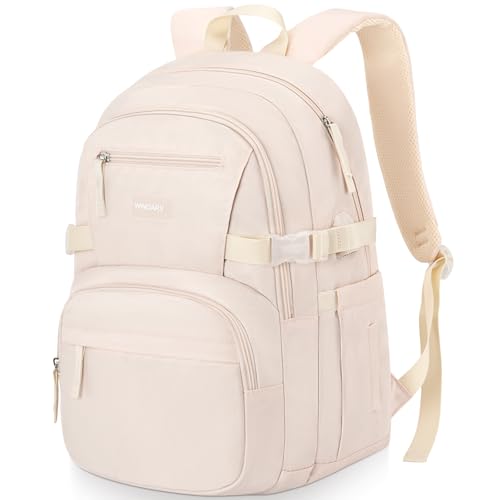 Image of WINDARS Backpack for School Girls, Cute High School Backpacks for Teens Women Student Large Bookbag 15.6 Inch Laptop Bag with USB Charger Port for College Work Travel Trip (Beige)