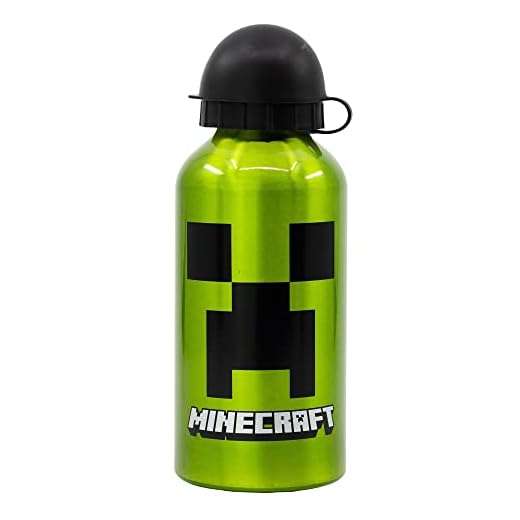 Botella de aluminio para niños - cantimplora infantil - botella de agua reutilizable de 400 ml de Minecraft