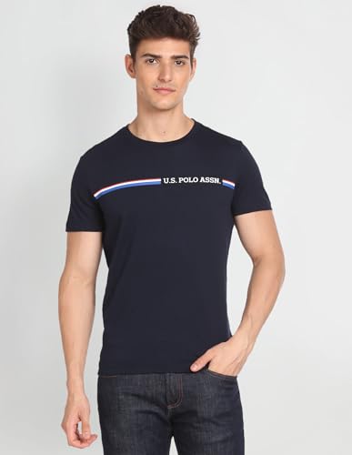 Image of U.S. Polo ASSN. Knitted Cotton T-Shirts for Men - 100% Cotton, Breathable & Comfortable, Half Sleeves Mens Casual T Shirts