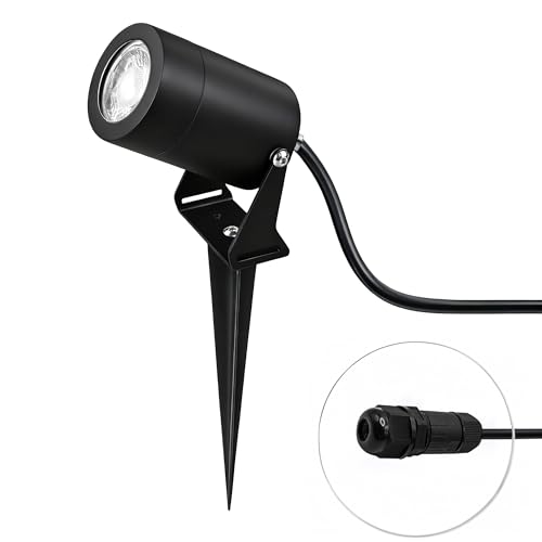 JNR Edelstahl Gartenstrahler LED Außen Wasserdicht IP65 Wasserdichte, Gartenleuchten mit Strom 5W GU10 3000K Warmweiß Glühbirne, 2m KabelKein Stecker Gartenbeleuchtung mit Strom, Schwarz JNR Edelstahl Gartenstrahler LED Außen Wasserdicht IP65 Wasserdichte, Gartenleuchten mit Strom 5W GU10 3000K Warmweiß Glühbirne, 2m KabelKein Stecker Gartenbeleuchtung mit Strom, Schwarz