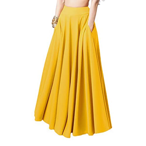 Women's Flowy Maxi Skirt 2025 Spring Summer Pleated Long Skirts High Waisted Casual Work Skirts with Pockets2