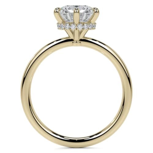 Customize Jewel IGI 3.10 CT .TW Round Cut Lab Created Diamond Hidden Halo Solitaire Engagement Ring In 14k Gold For Women,E-VS1,EX2
