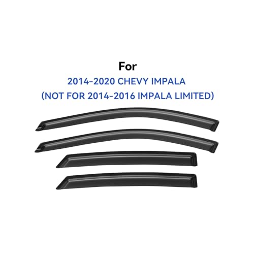 Image of Window Visors Rain Guards for 2014-2020 Chevy Impala, Out-Channel Window Vent Wind Deflectors Visors Shades for 14-20 Impala