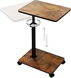 SEHAUSEU Beistelltisch C Form Höhenverstellbar Sofatisch mit Rollen Tisch Klein Side Table Kaffeetisch Betttisch Couchtisch Nachttisch Pflegetisch für Wohnzimmer Schlafzimmer Badezimmer