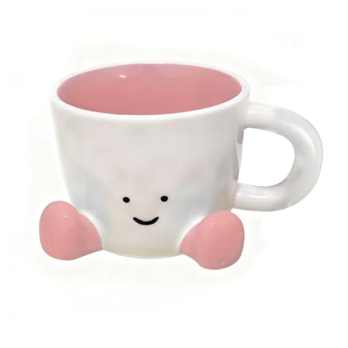 Syzplnwy Niedliche anthropomorphe Kaffeetasse mit Füßen, 300 ml, Unterglasurfarbe, Cartoon-Becher, Paarauswahl für Büro/Zuhause