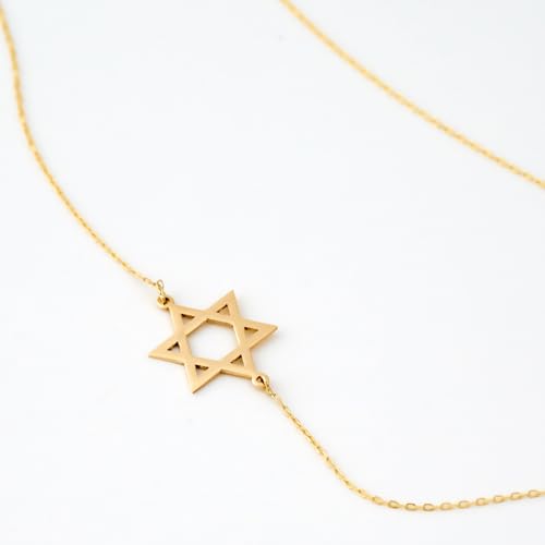 Gelin 14K Solid Gold Tiny Star of David Necklace for Women | Dainty Jewish Pendant Necklace | Gift Idea for Her3