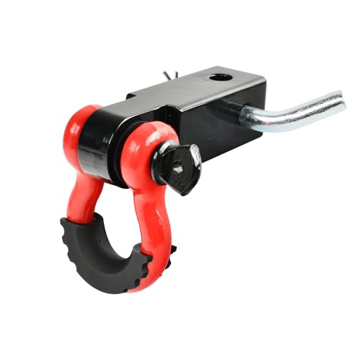 2 Inch Shackle Hitch Receiver, moafaye 3/4" D Ring Shackles, 45000 Lbs Breaking Strength, Towing Accessories for Vehicle Recovery. (Black & Red)