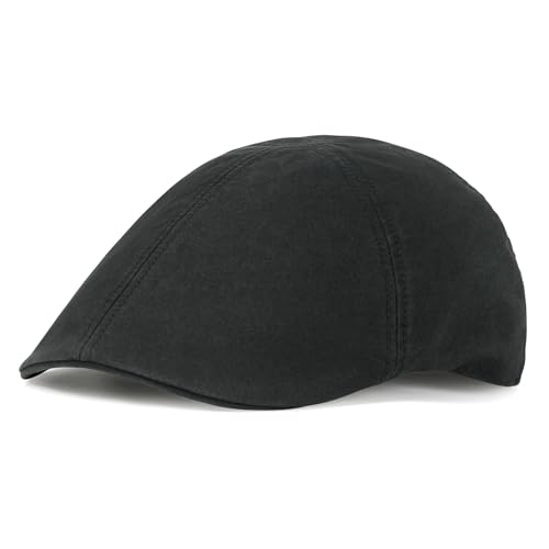 BOTVELA Newsboy Cap for Men Cotton Beret Ivy Irish Gatsby Driving Cabbie Hat (Black, 7 1/2)