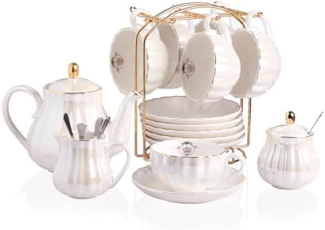 Sweejar Porcelain Tea Sets British Royal Series, 8 OZ Cups& Sauce...