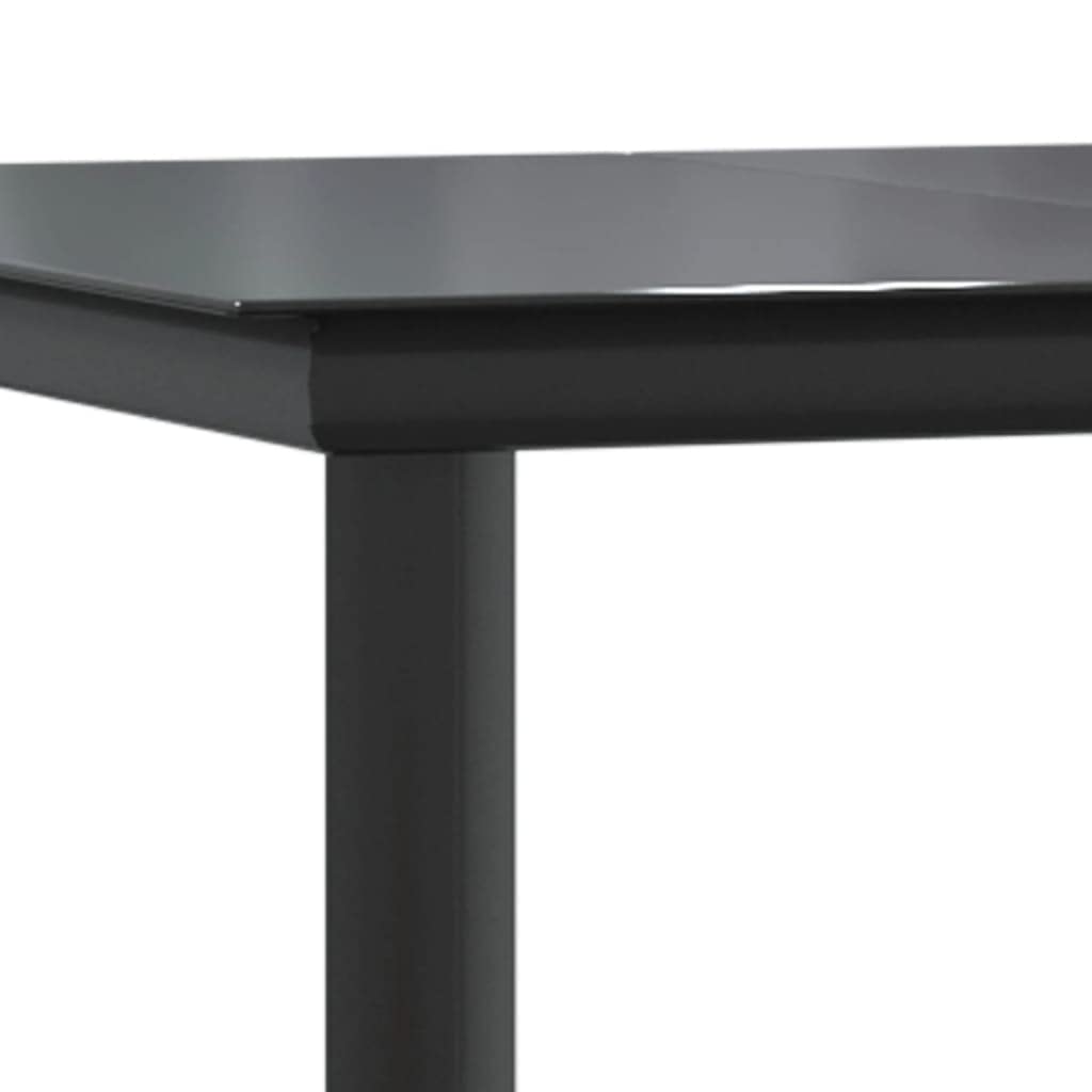 Juego de mesa y 6 sillas de jardín con cojines de polirratán negro de 7 piezas
