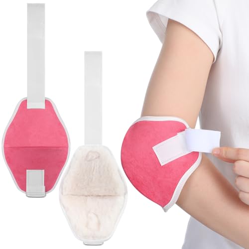 2 Pcs Sheepskin Elbow Cushion for Elderly Elbow Pad, Rose Red